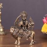 Pure Brass Durga Intricate Idol | 3" Sacred Art | 80g Compact Masterpiece | Enhanced Carving Divine Beauty | Jaipurio